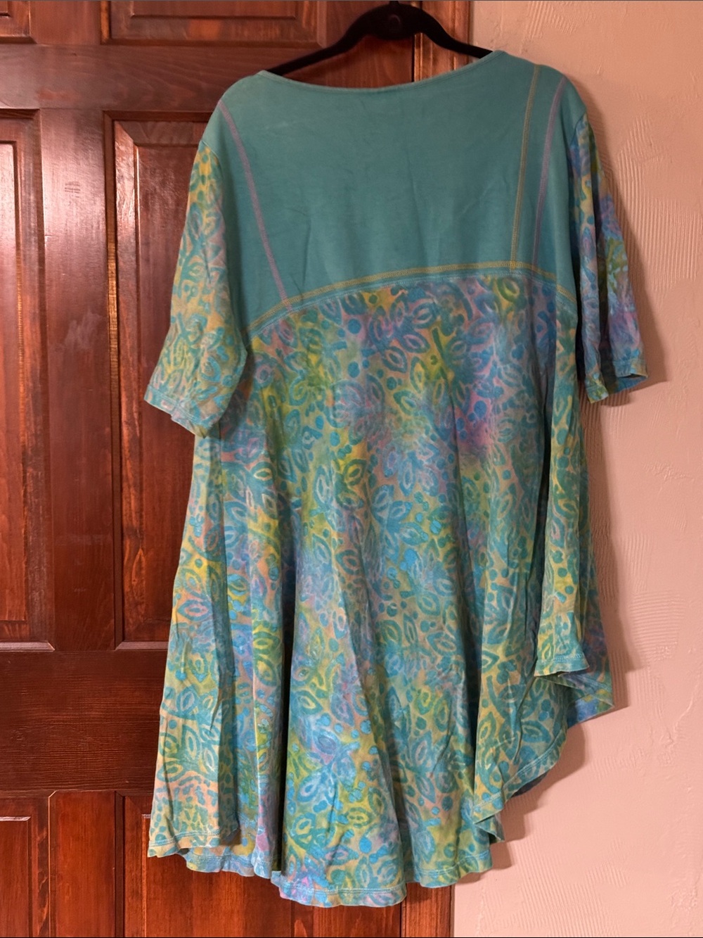 Winter Sun Teal Multicolor floral Short-Sleeve Tunic - Picture 2 of 5